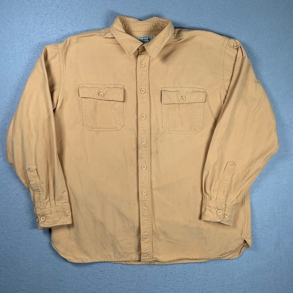 L.L. Bean Flannel Shirt Men's XL Button Up Orange Long Sleeve Outdoor